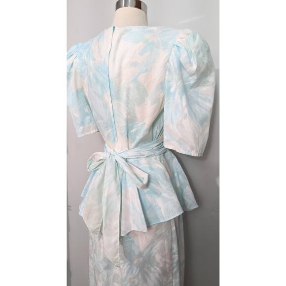 Blue/White 80s Peplum Dress - Picture 7 of 7